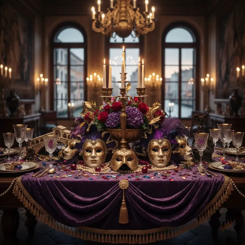 decorazioni tavola carnevale veneziano