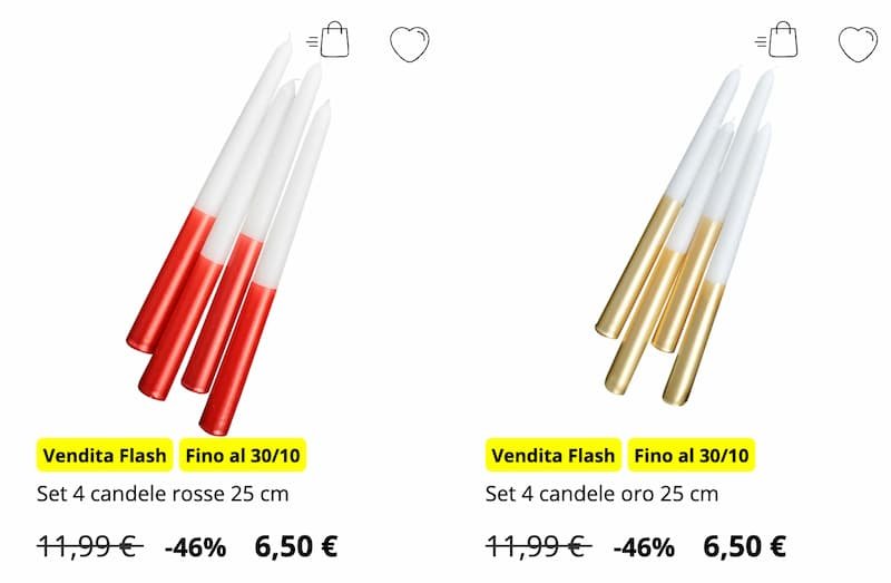 Set 4 candele per abbellire la tavola di natale 