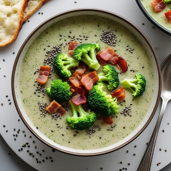 Crema Di Broccoli Con Semi Di Chia E Pancetta